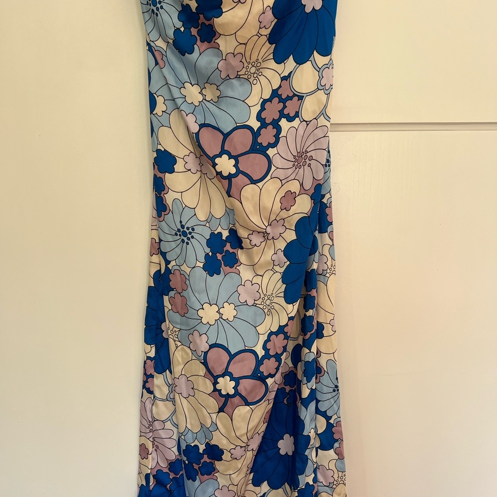 Zara Floral Dress in Blue and Cream